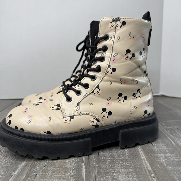 Zara Kids Mickey Mouse Lace Ankle Boots Girls Size US 3.5, EUR 35 - Picture 2 of 11